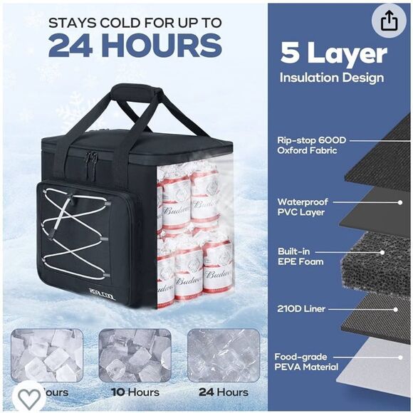 Real oil Soft Cooler bag holds 35+ cans.  Great for beach, hunting or lake day - Picture 3 of 14